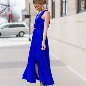 NWT Cobalt Blue Maxi Dress with Side Slits